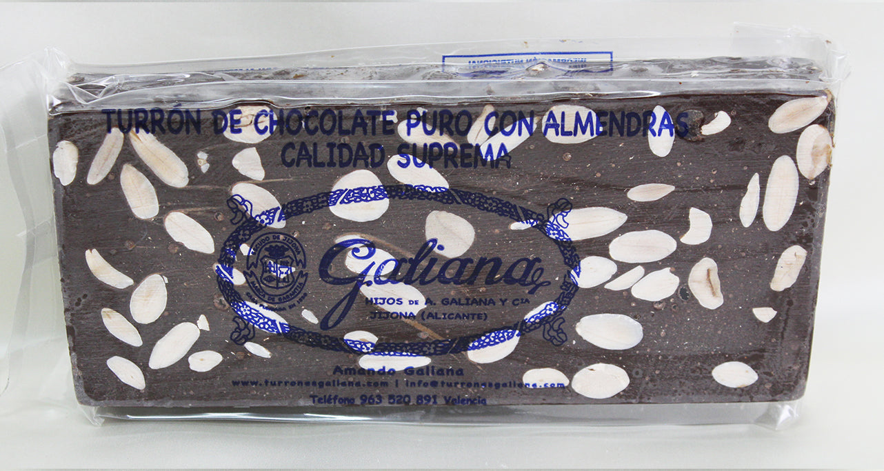 Pure chocolate nougat with almonds